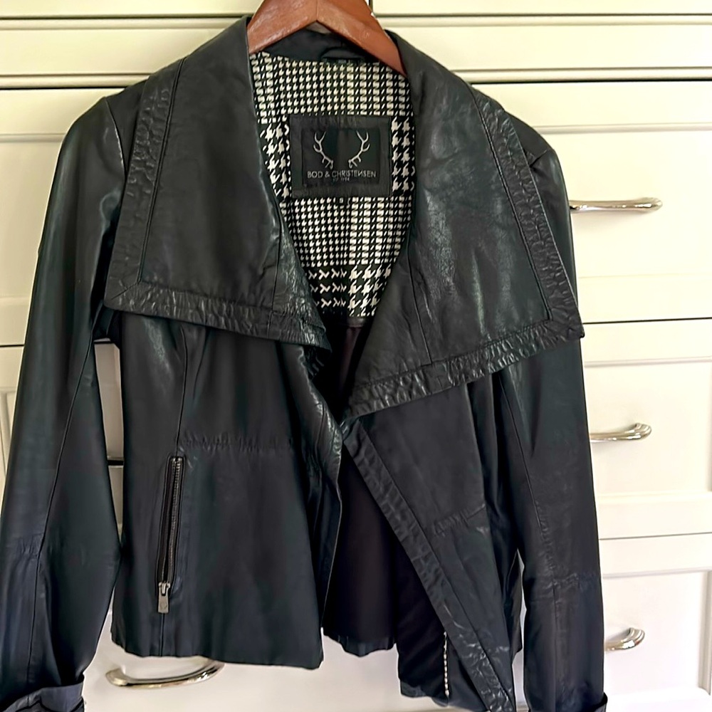 Leather, black jacket Bod and Christensen